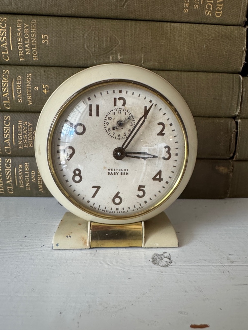 Baby Ben Westclox Cream and Gold Vintage-Style Wall Clock
